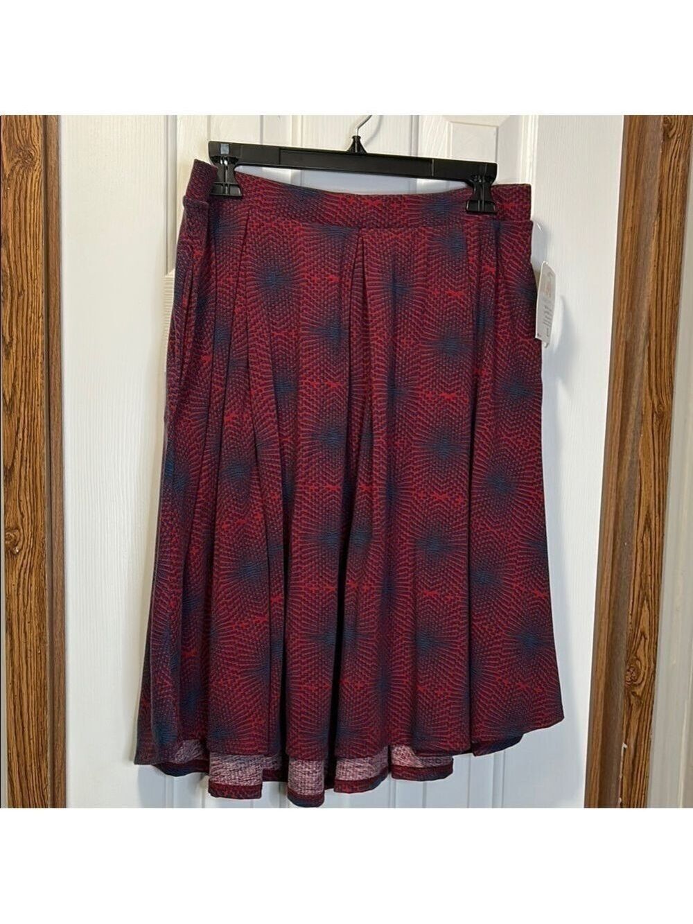 LuLaRoe A-Line Midi Skirt in Red and Blue